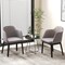 Upholstered Velvet Accent Modern Dining Chairs Set of 2 with Curved Backrests-Grey